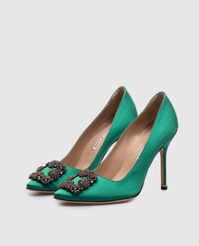 Manolo Blahnik Зелені туфлі з кристалами HANGISIdef