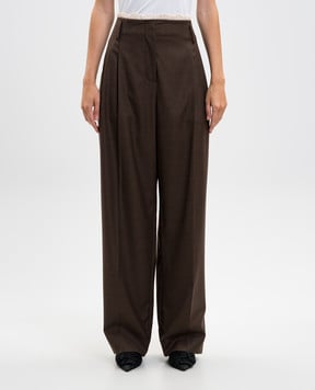 Magda Butrym Коричневые брюки из шерсти с кружевом PANTS04141725