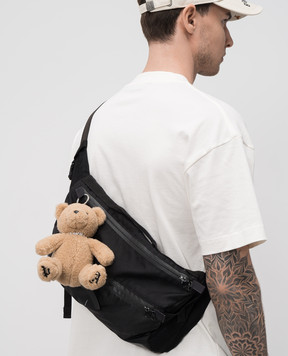 Palm Angels Бежевий брелок Bear in mind з вишивкою монограми логотипа PMNJ011C99MAT001