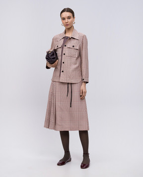 Bottega Veneta Бежевая юбка миди на запах в клетку 811228V4Z81