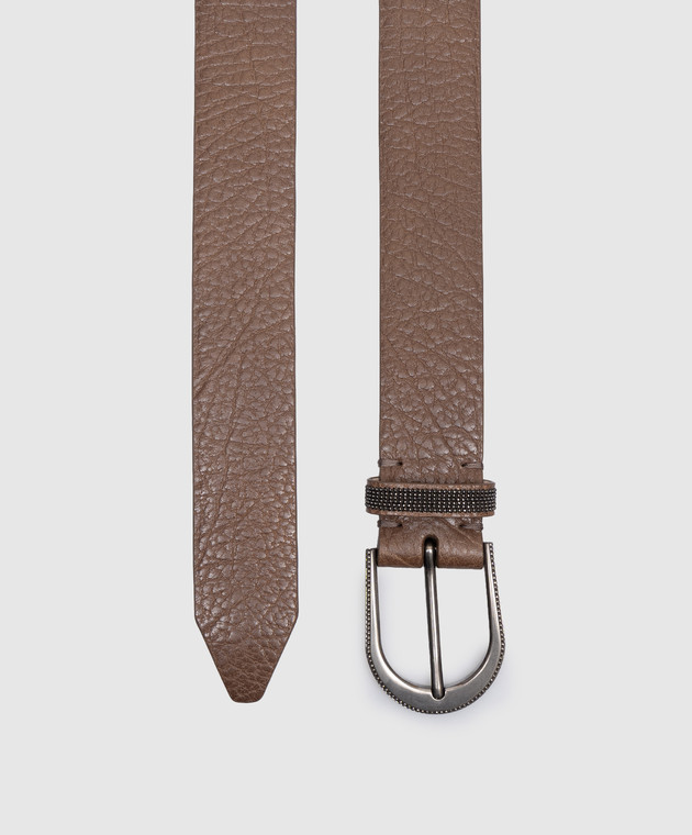 Brunello Cucinelli Коричневый кожаный пояс с цепочкой мониль M0JUMC31G изображение 3