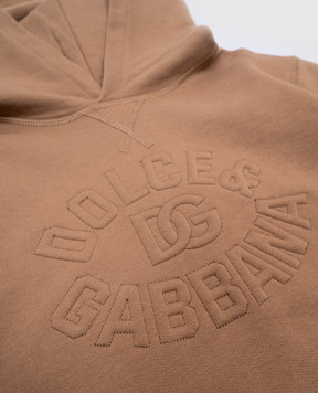 Dolce&Gabbana Детское коричневое худи с фактурной вышивкой логотипа L4JWLUG7O4U36