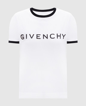 Givenchy Белая футболка с контрастным принтом логотипа BW70BF3YAC