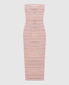 Balmain Бежева сукня міді з паєтками EF0RG065KI39