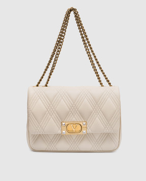 Valentino Бежевая кожаная сумка-мессенджер QUILTIE 67 6W2B0R07XCA