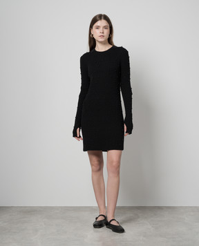 Helmut Lang Черное платье мини с бусинами O01HW721
