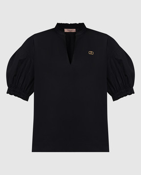Twinset Чорна блуза з металевим логотипом 241TT2191