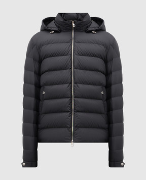Moncler Синяя пуховая куртка с нашивкой логотипа K20911A00129549SK