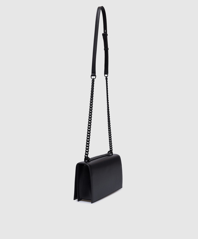 Alexander McQueen - Jeweled black leather crossbody bag with 