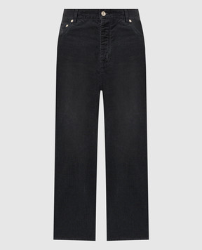 Balenciaga Чорні вельветові джинси з патчем логотипа 773763TPW58