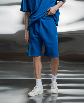 Off-White Сині шорти з вишивкою Off OMCI013S24FLE003