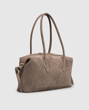 YUZEFI Серая замшевая сумка-тоут BRIOCHE BRIOCHEDUFFLESUEDE