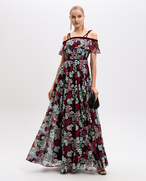 Zac Zac Posen Бордова сукня максі в квіткову вишивку 23720729