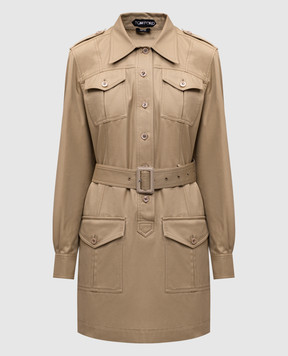 Tom Ford Сукня-сорочка кольору хакі SAFARI з шовком AB3431FAX1215