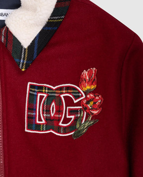 Dolce&Gabbana Дитяча бордова куртка з вовною з аплікацією L51B98G7NPF812+