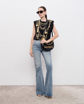 Balmain Блакитні джинси кльош з ефектом потертості FF1MJ116DF79