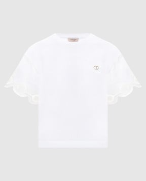 Twinset Біла футболка з квітковою вишивкою 252TP2500
