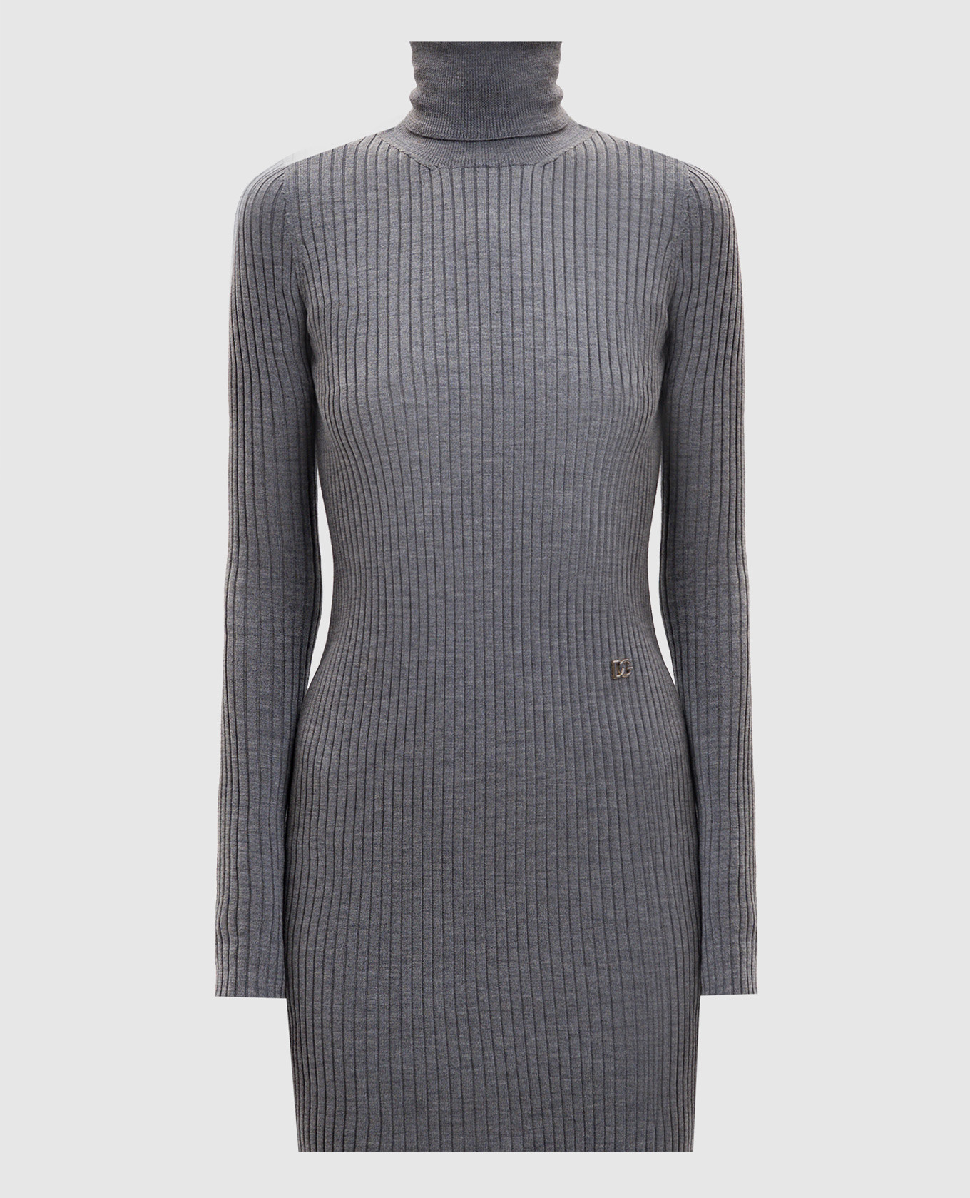 

Серое платье с шерстью в рубчик, Серый, Повседневные платья