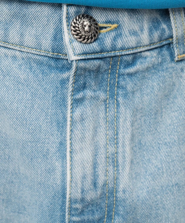 Balmain Голубые джинсы с эффектом потертости с логотипом DH0ML135DE95 изображение 5