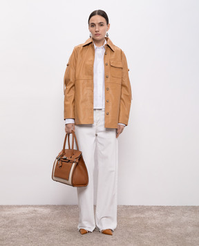Victoria Beckham Бежева шкіряна куртка 1125LJK006078A