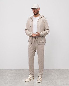 Brunello Cucinelli Бежевая спортивная куртка из кашемира и шелка. MM8359069G