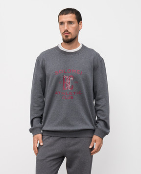 Brunello Cucinelli Сірий світшот з брендовим принтом MW8633380G