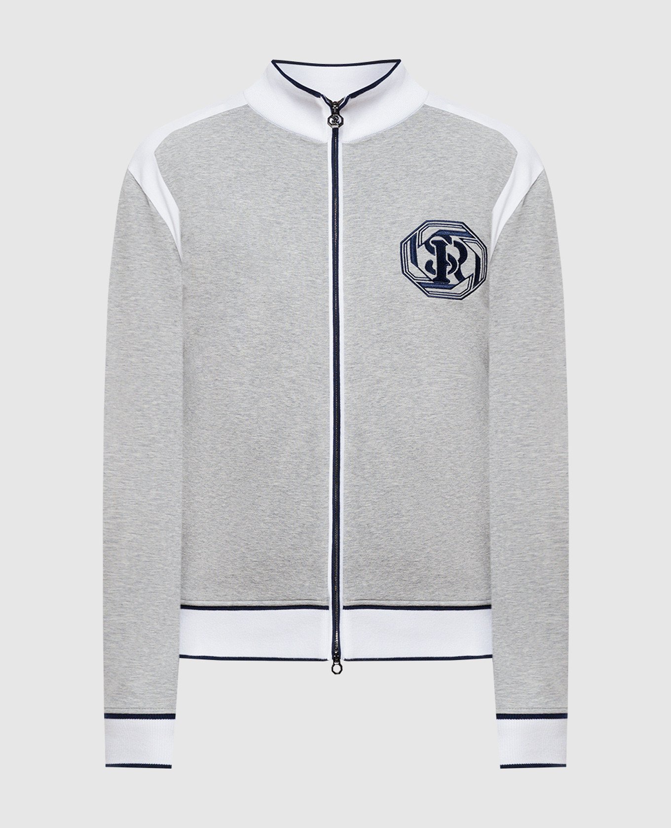 Gray sports jacket with logo embroidery