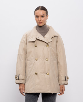 Brunello Cucinelli Бежева двобортна пухова куртка MG5017709