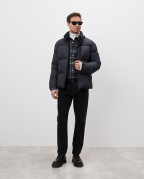 Moncler Синий пуховик с нашивкой логотипа J20911A00200549SK