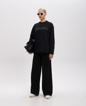 Jil Sander Черный лонгслив с принтом логотипа J03GC0136J20243