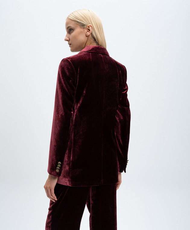 Etro Бордовый бархатный жакет с шелком WRCA004299TCD01 изображение 4