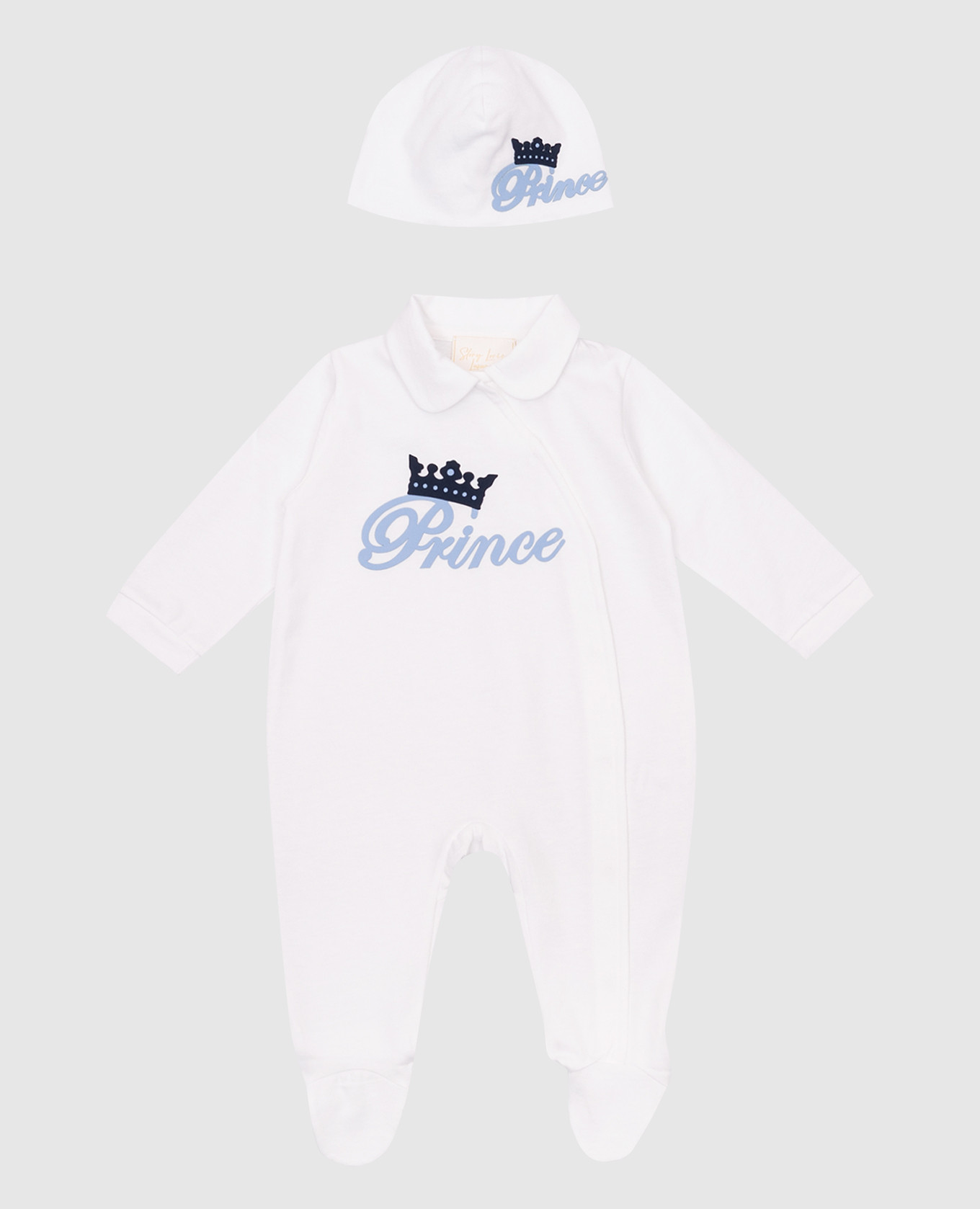 

Детский набор из комбинезона, шапки и конверта с аппликацией, Белый, Для младенцев