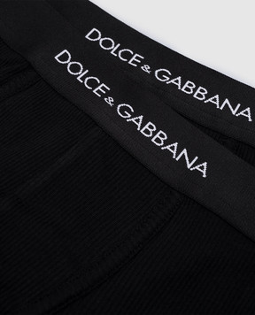 Dolce&Gabbana Набір чорних трусів-боксерів в рубчик з логотипом M9D87JONN96