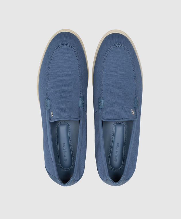 Stefano Ricci Блакитні лофери зі шкіряними вставками UZ64G2293TSVTS зображення 4