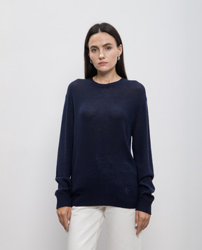 Jil Sander Синий свитер из шерсти с вышивкой монограммы J40GP0047J14524