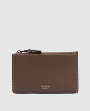 Max Mara Бежевый кожаный картхолдер с логотипом CARDHOLDER