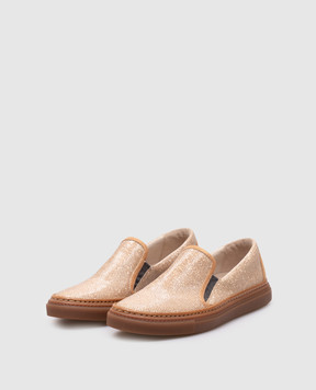Brunello Cucinelli Золотисті сліпони з люрексом MZD26G162