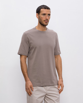 Brunello Cucinelli Бежевая футболка прямого кроя M0B131308