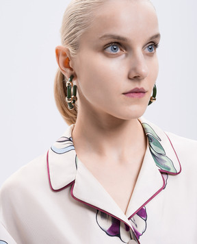 La DoubleJ Зелені сережки-конго EAR0049POL014SOLID