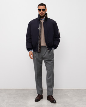 Brunello Cucinelli Сірі штани з вовни з патчем логотипа MH2443030F