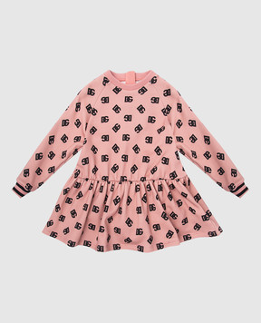 Dolce&Gabbana Дитяча рожева сукня в принт монограми логотипа L2JD9FHS7LL