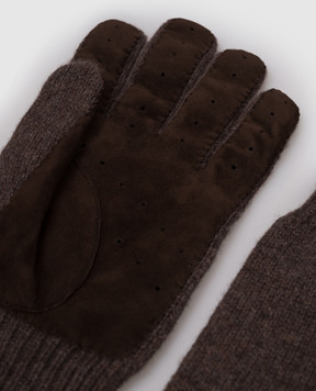 Brunello Cucinelli Коричневые комбинированные перчатки M2292118