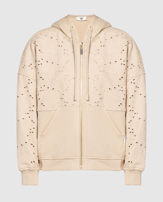 Beige sports jacket with embroidery