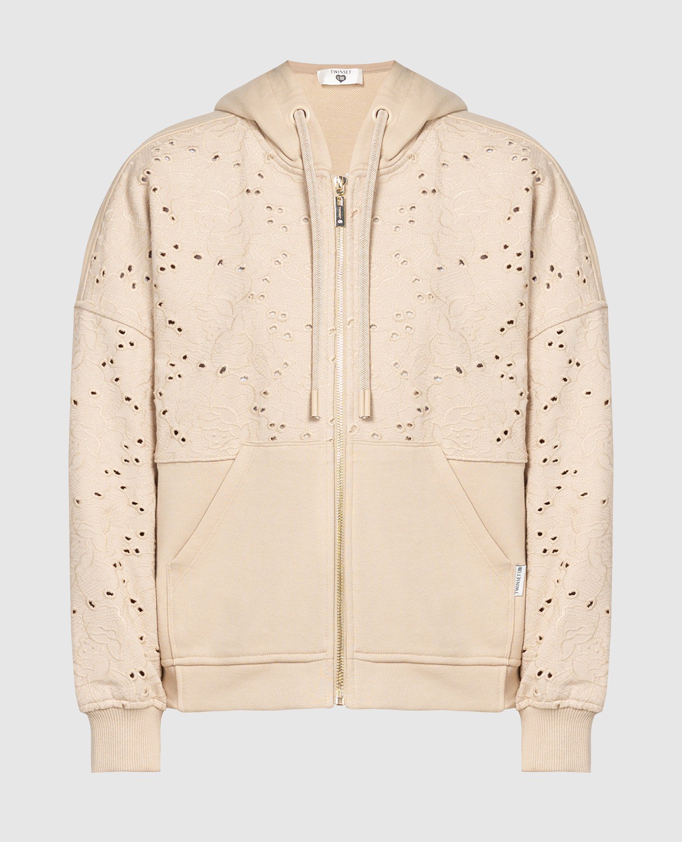 Beige sports jacket with embroidery
