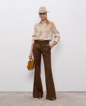 Ermanno Scervino Коричневі штани кльош з вовною D476P327JBG