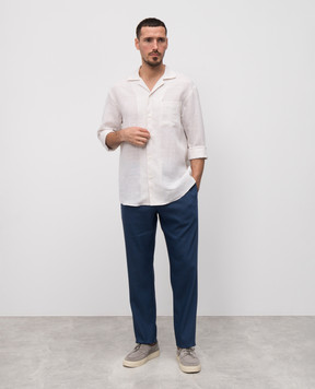 Canali Синие брюки из льна и шерсти AE02571U7003
