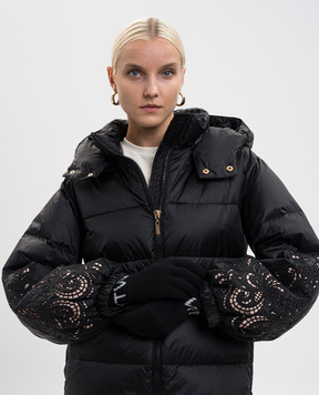 Twinset Чорні рукавички з вовни з логотипом 252TA4252