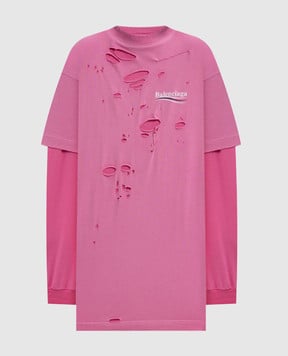 Balenciaga Розовый лонгслив с винтажным эффектом 818555TRVK8