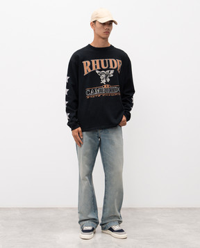 Rhude Чорний світшот Cambridge з принтом логотипа RHPF25TT15012