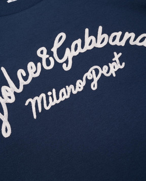 Dolce&Gabbana Дитяча синя футболка з вишивкою логотипа L4JTIGG7OIE812+